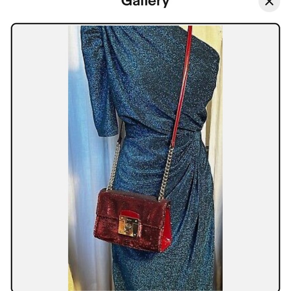 ALDO Womens Red Mini Sequin Crossbody Bag Sz M Pre-owned Sparkly buckle purse - Picture 2 of 7